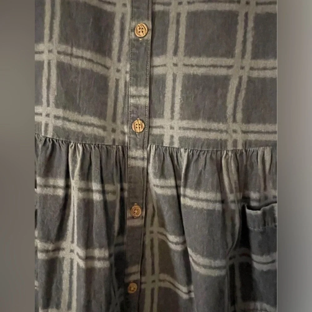 Wonder Nation Girls Large Windowpane Grey Pocket Dress NWT